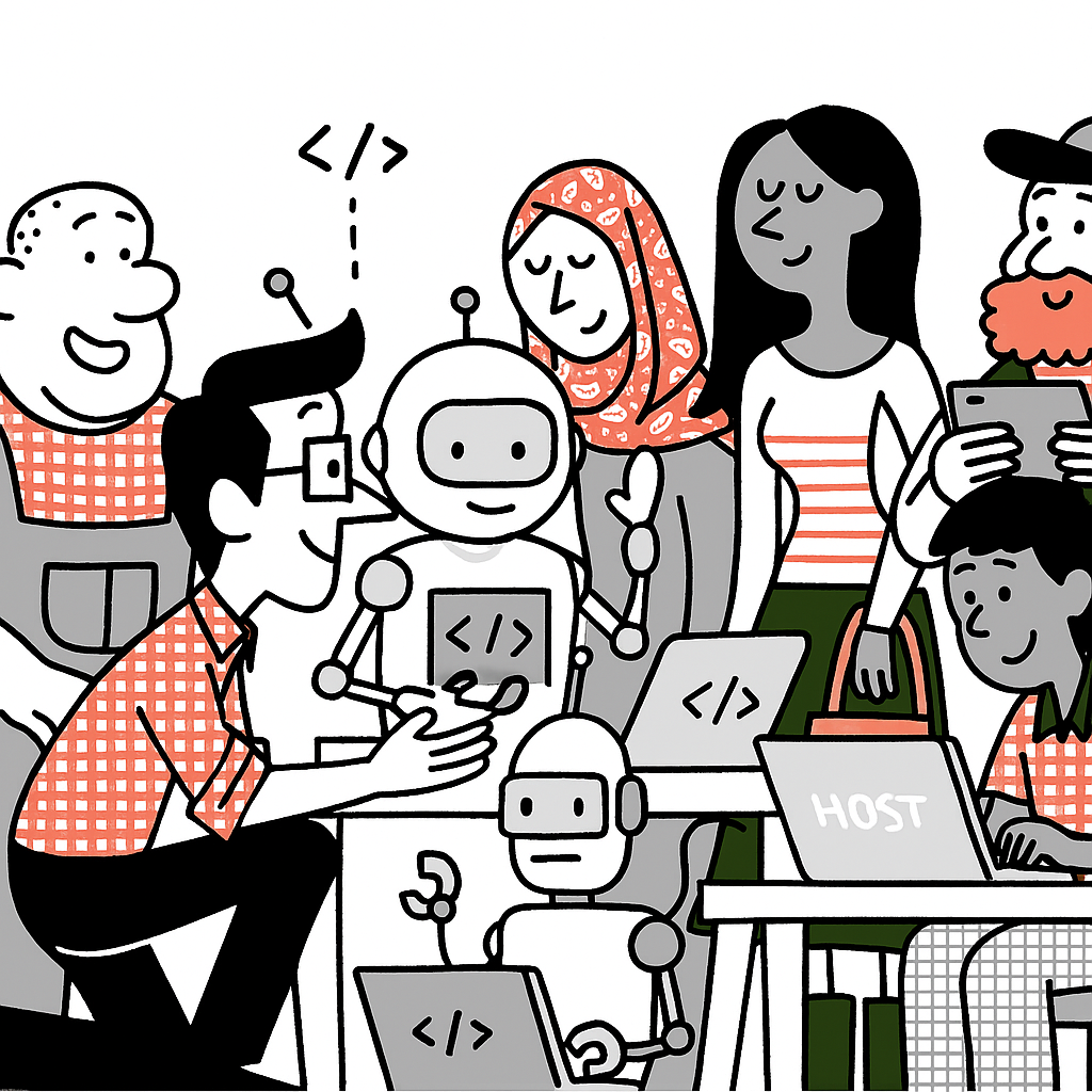 People and AI working together in harmony